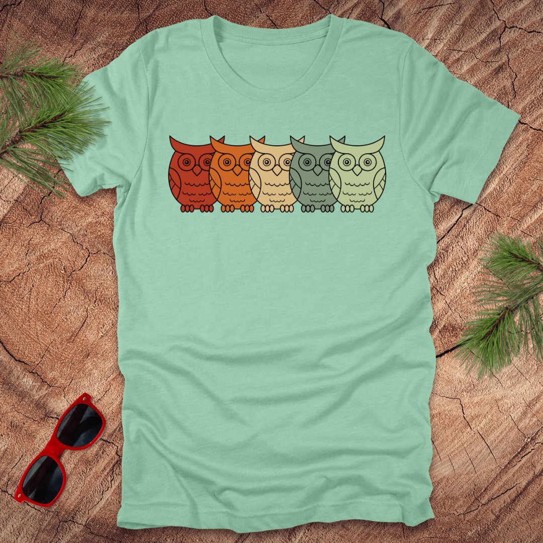 Owls on Parade Rainbow Tee - Wandering Owl Adventure Gear
