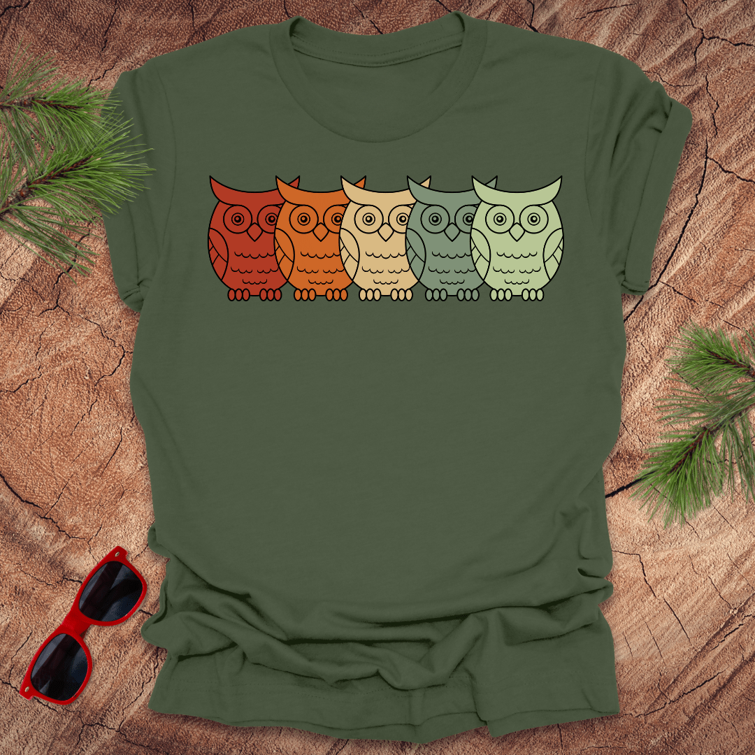 Owls on Parade Rainbow Tee - Wandering Owl Adventure Gear