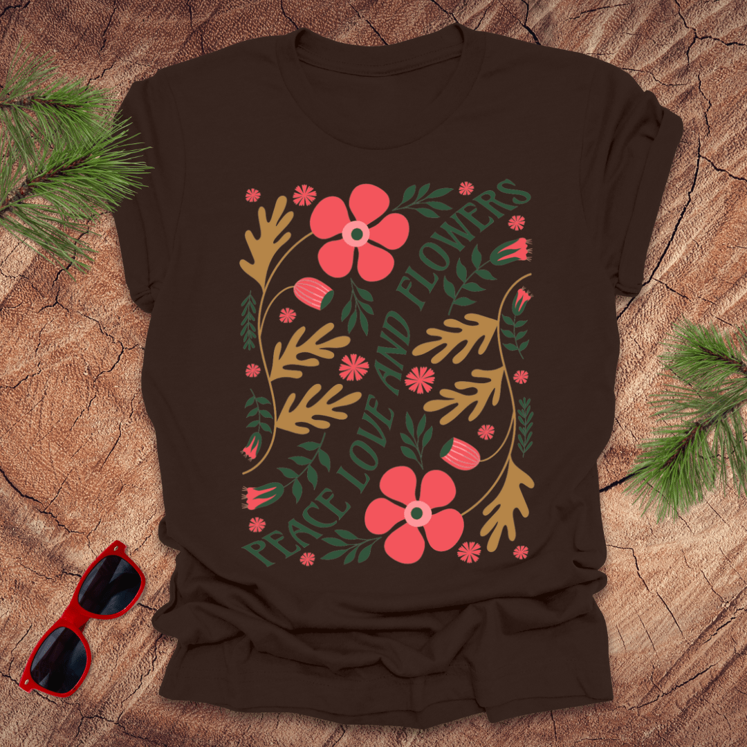 Peace, Love, and Flowers Tee - Wandering Owl Adventure Gear