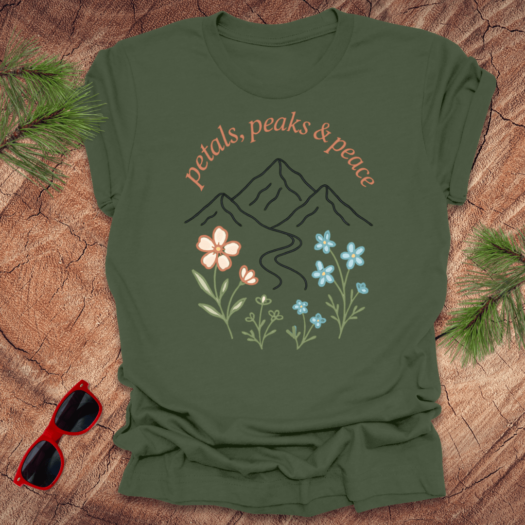 Petals, Peaks and Peace Tee - Wandering Owl Adventure Gear