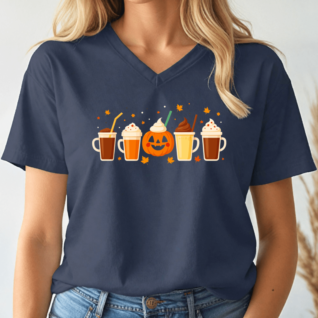 Pumpkin Spice V - neck Tee - Wandering Owl Adventure Gear