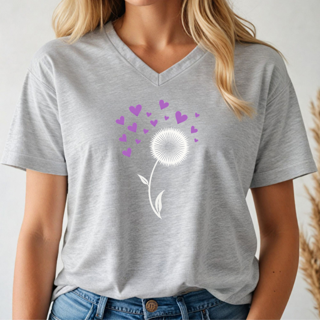 Dandelion Hearts V-neck Tee