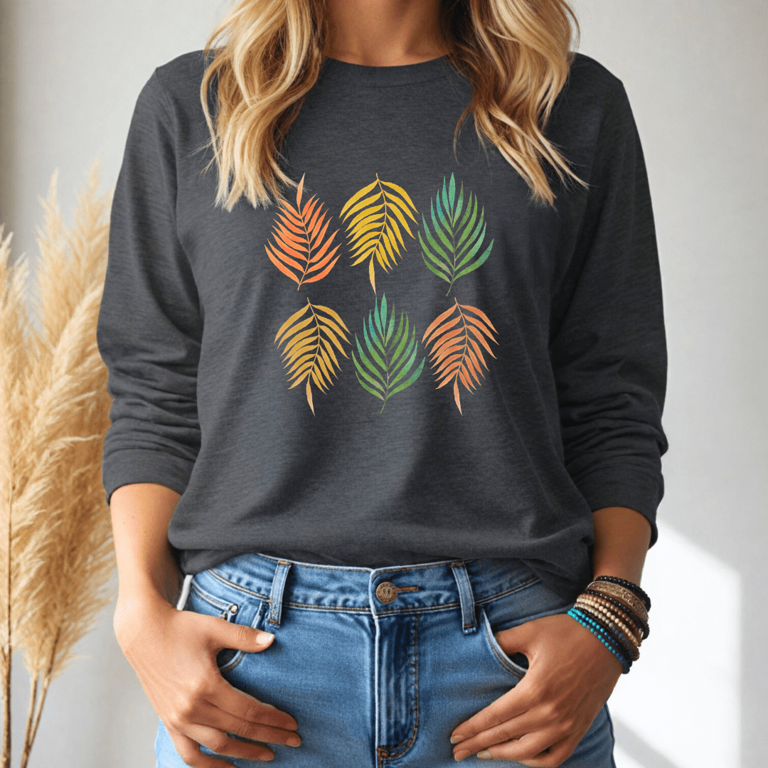 Rainbow Leaves Long - Sleeve Tee - Wandering Owl Adventure Gear
