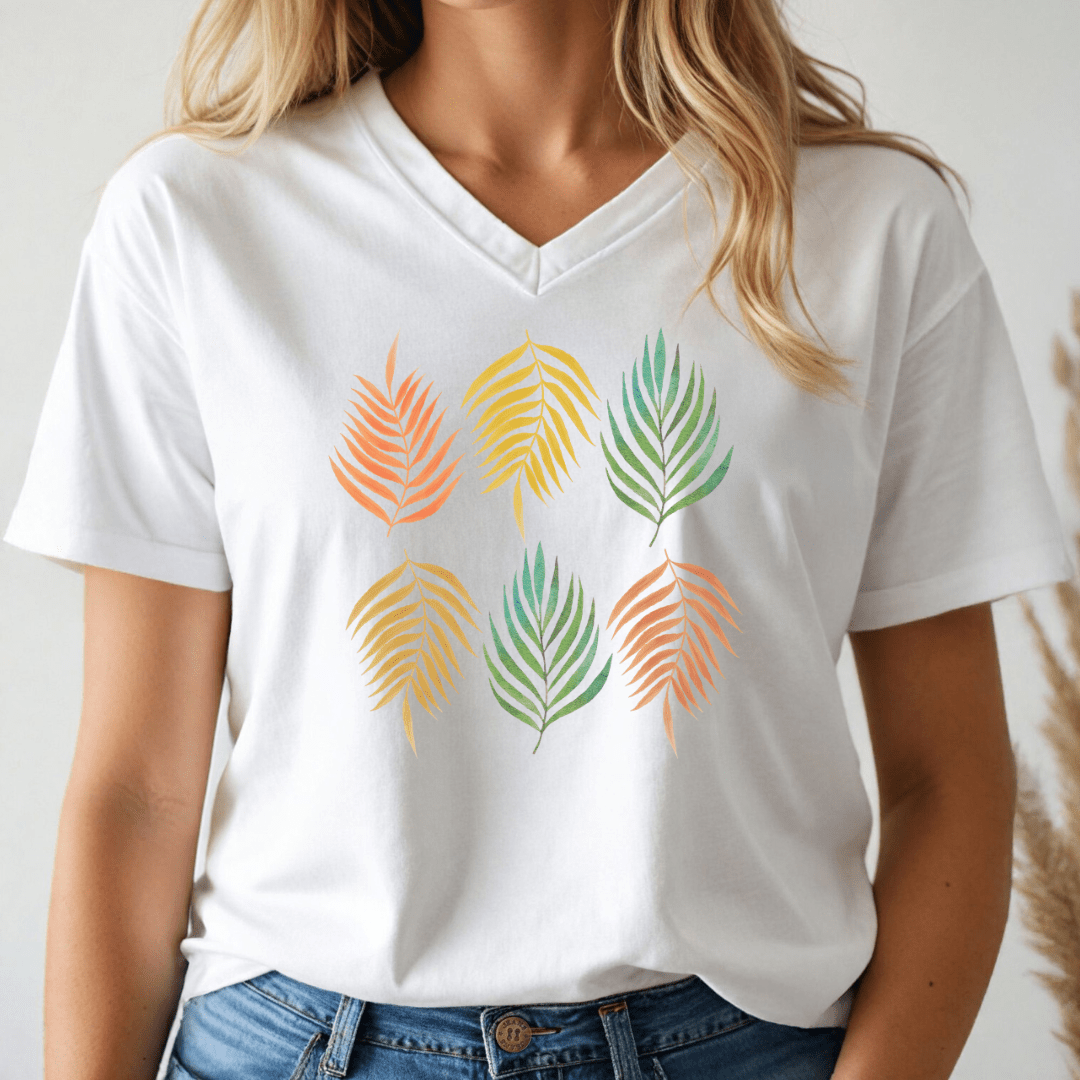 Rainbow Leaves V - neck Tee - Wandering Owl Adventure Gear