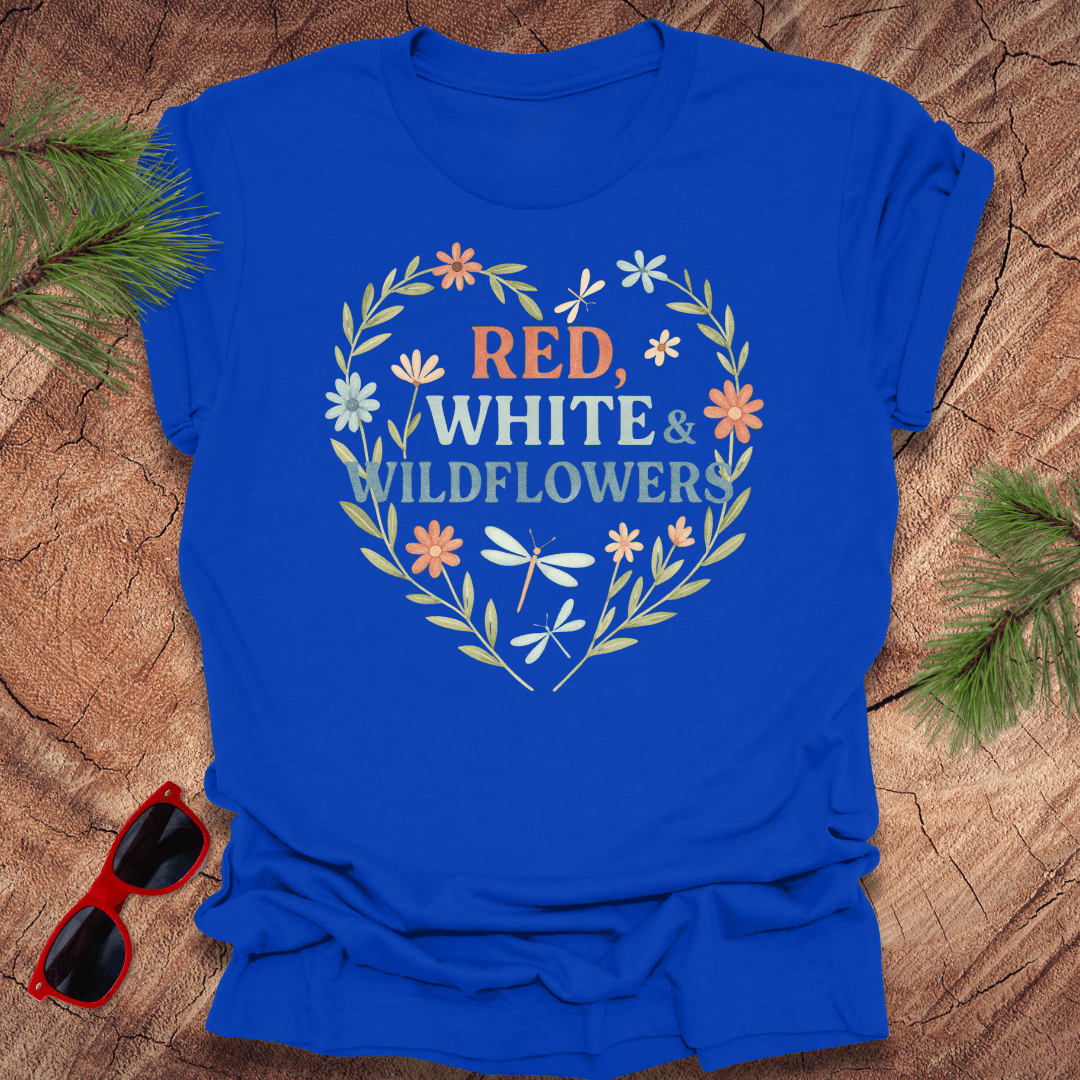 Red, White and Wildflowers 4th of July Tee - Wandering Owl Adventure Gear