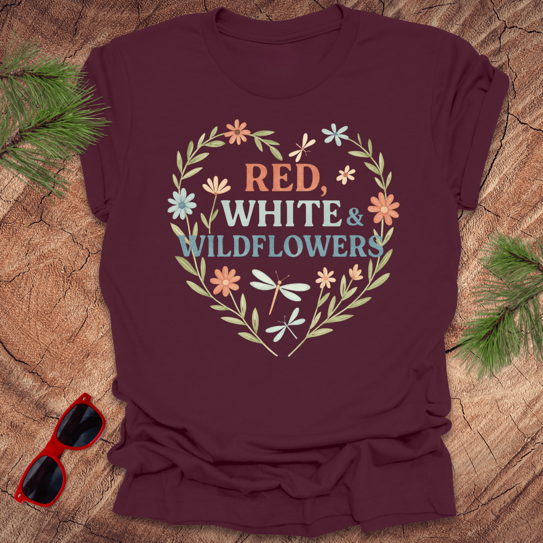 Red, White and Wildflowers 4th of July Tee - Wandering Owl Adventure Gear