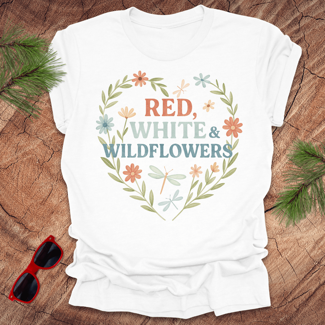 Red, White and Wildflowers 4th of July Tee - Wandering Owl Adventure Gear