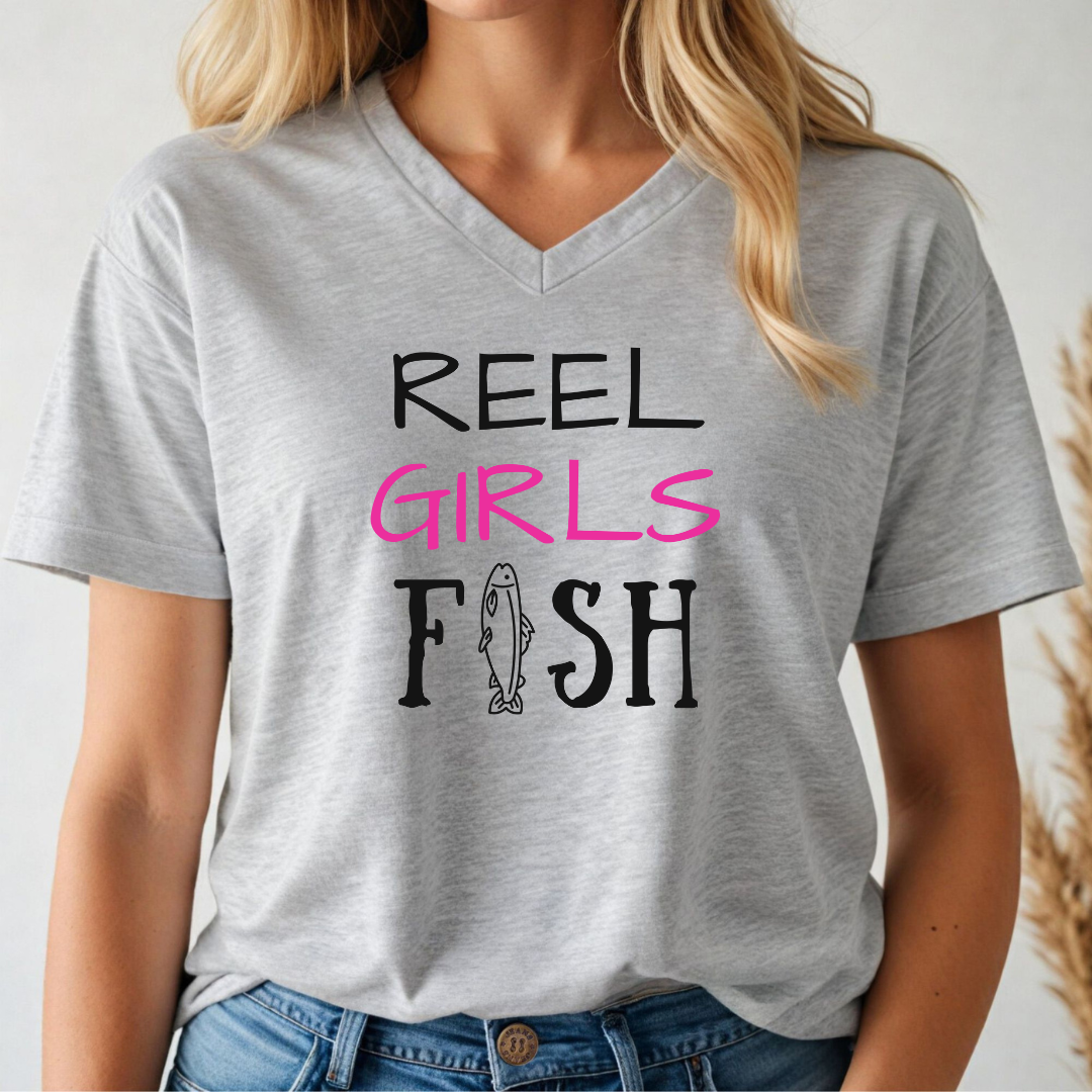 Reel Girls Fish V-Neck Tee