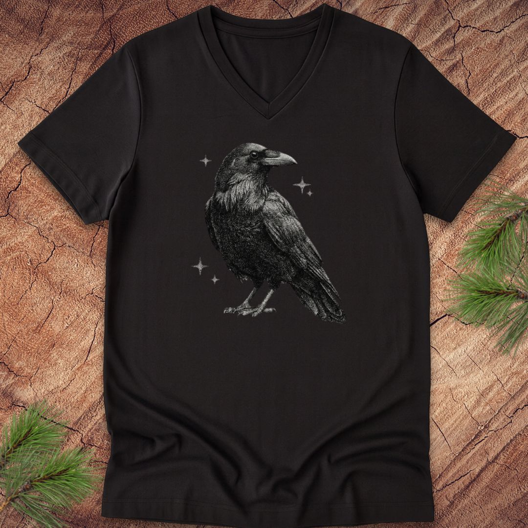 Sparkly Raven V-Neck Tee