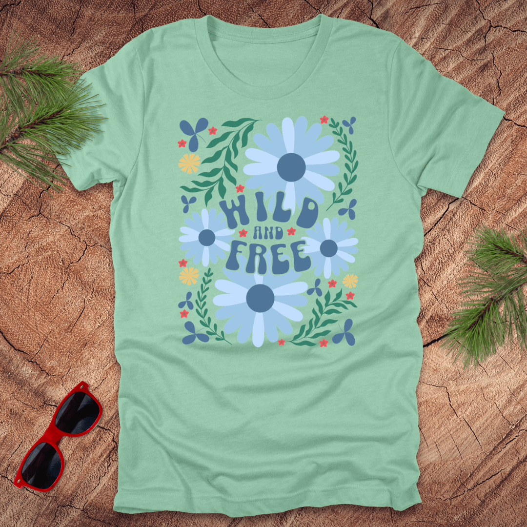 Wild and Free Floral Tee - Wandering Owl Adventure Gear