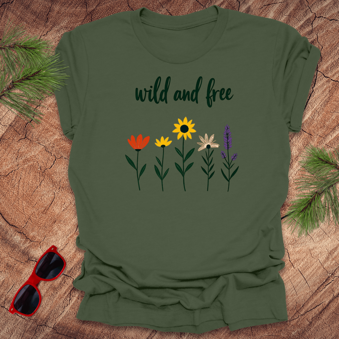 Wild and Free Floral Tee - Wandering Owl Adventure Gear