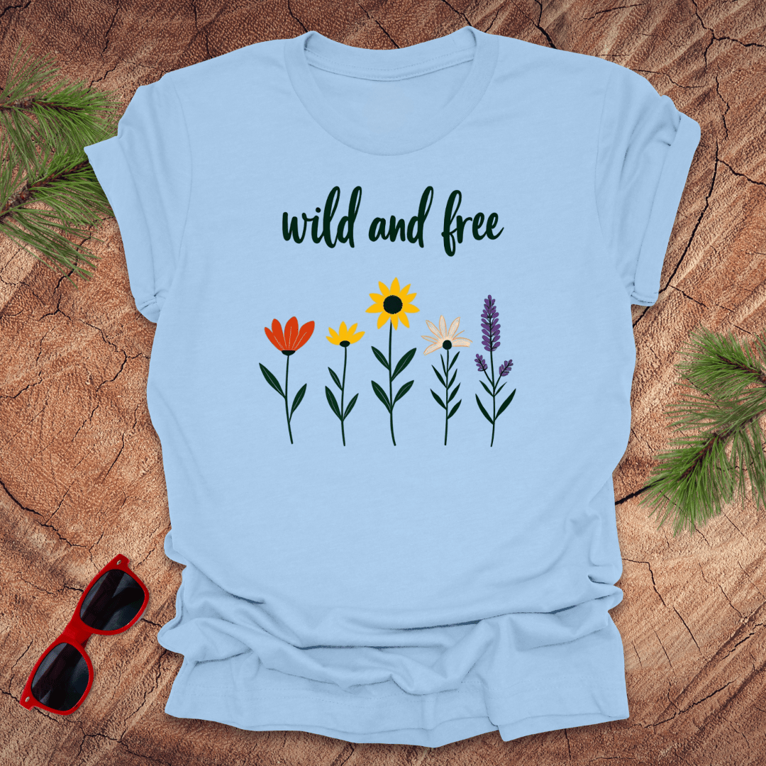 Wild and Free Floral Tee - Wandering Owl Adventure Gear