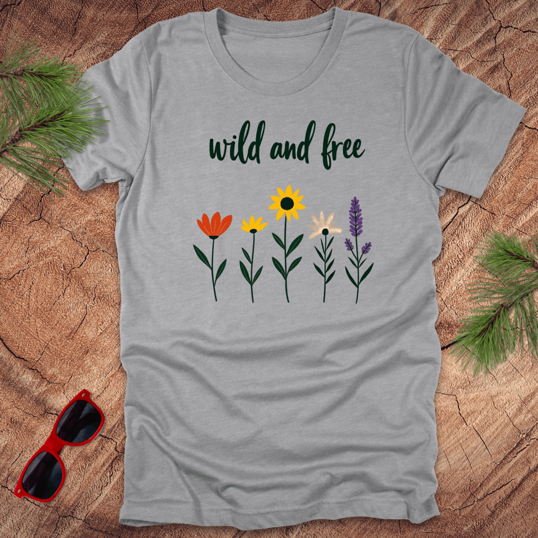Wild and Free Floral Tee - Wandering Owl Adventure Gear
