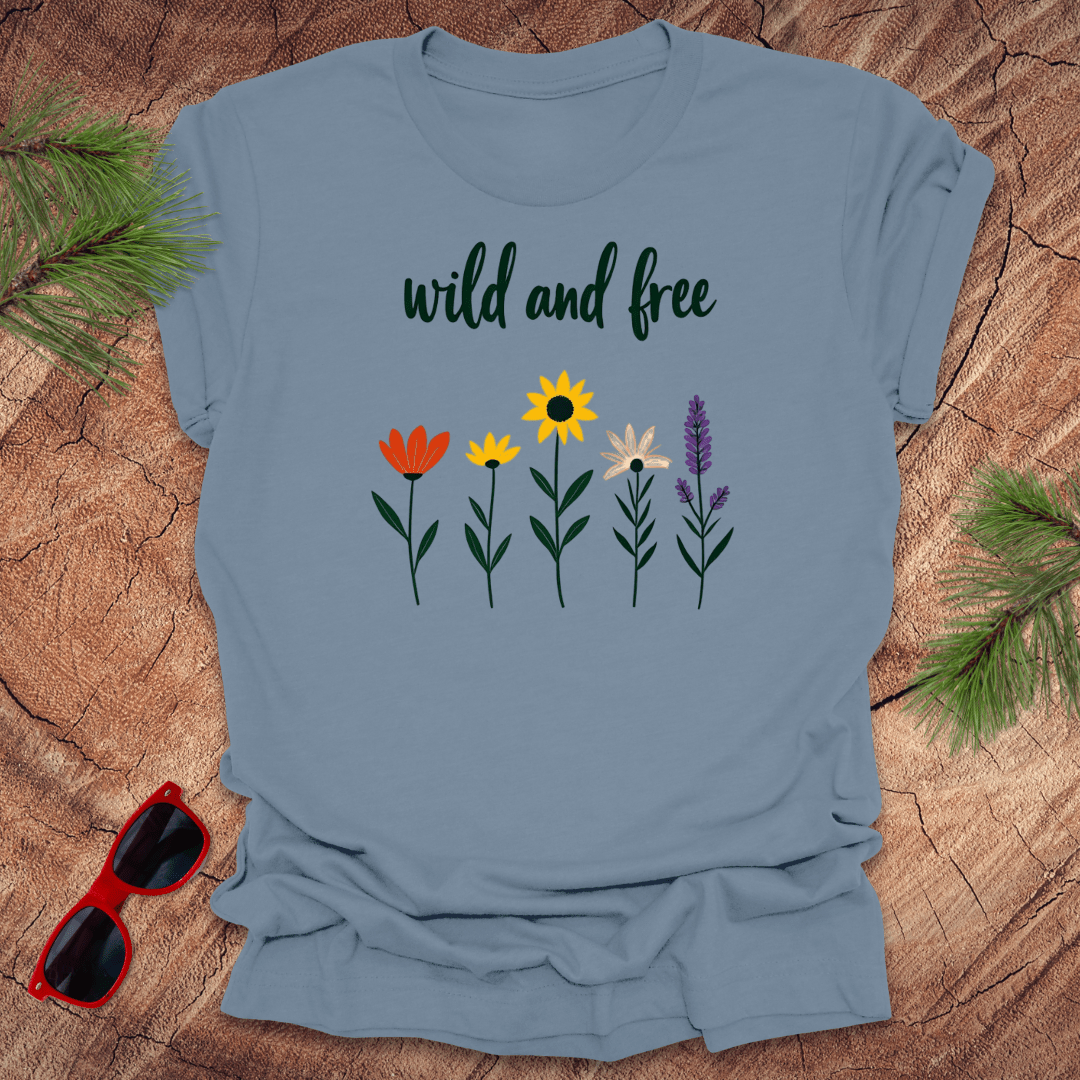Wild and Free Floral Tee - Wandering Owl Adventure Gear