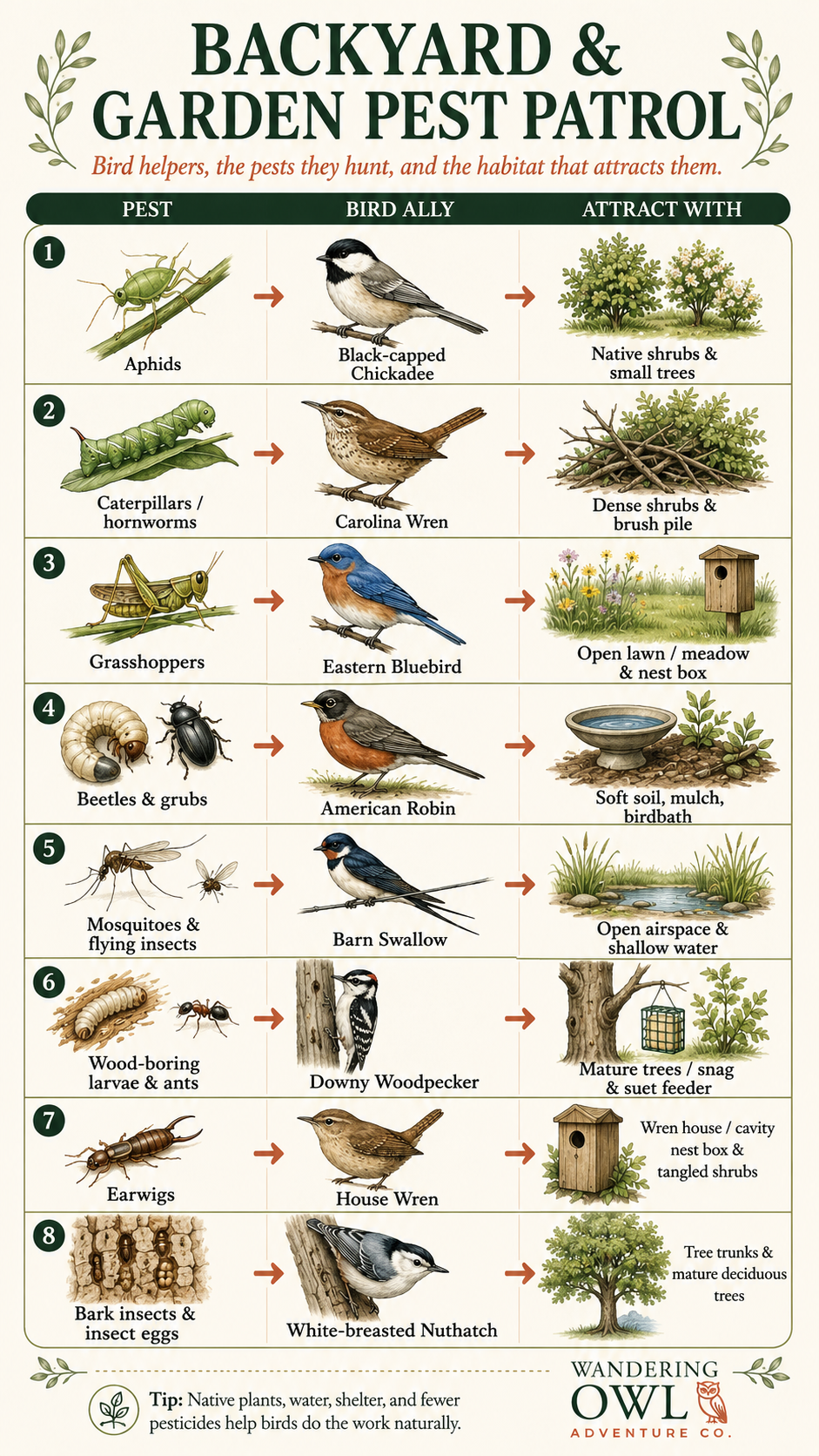 Backyard & Garden Pest Patrol: The Birds That Hunt Your Garden's Worst Bugs
