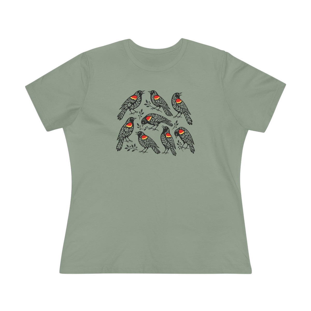 Folk Art Red-Winged Blackbird Women's Tee BC