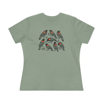 Folk Art Red-Winged Blackbird Women's Tee BC