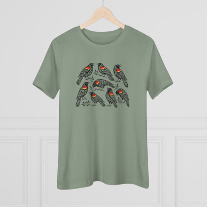 Folk Art Red-Winged Blackbird Women's Tee BC