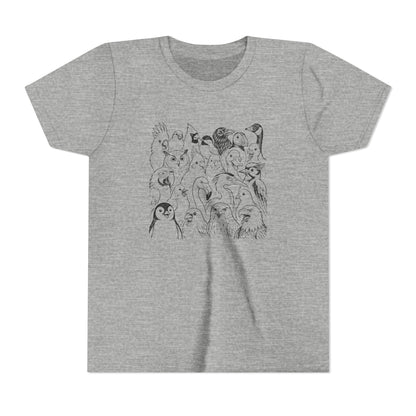 A heather gray short-sleeve t-shirt with a graphic on the chest featuring the word 'BEKEMELER' in white block letters over a horizontal black and white stripe, with a small tennis player illustration.
