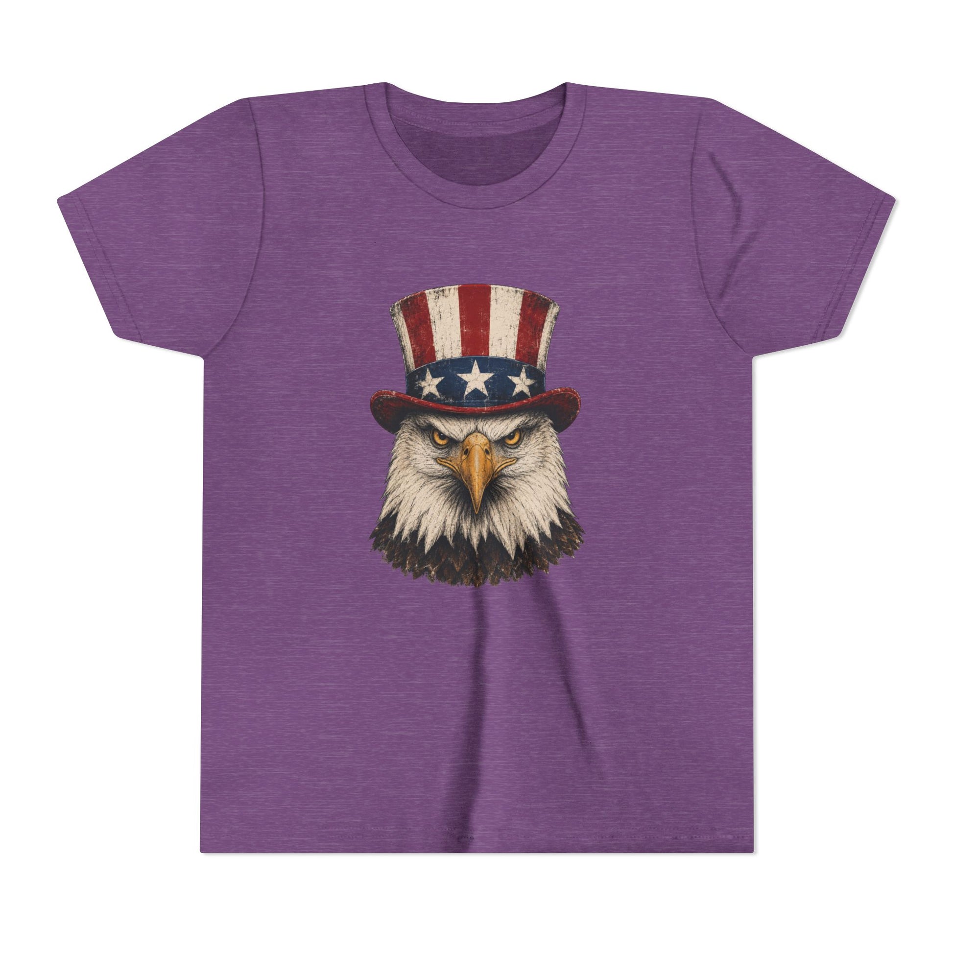 Purple t-shirt with a cartoon dog design on a white background