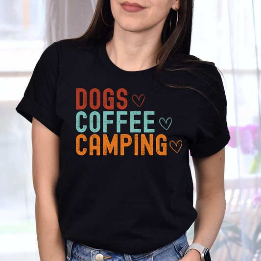 Dogs, Coffee, Camping Tee