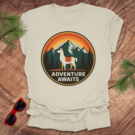 Adventure Awaits Llama Tee - Wandering Owl Adventure Gear