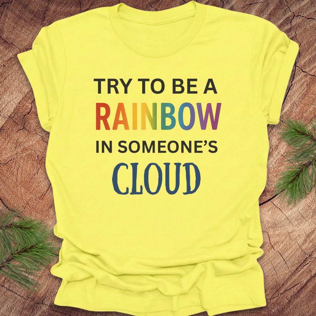 Yellow t-shirt with motivational quote on a wooden surface