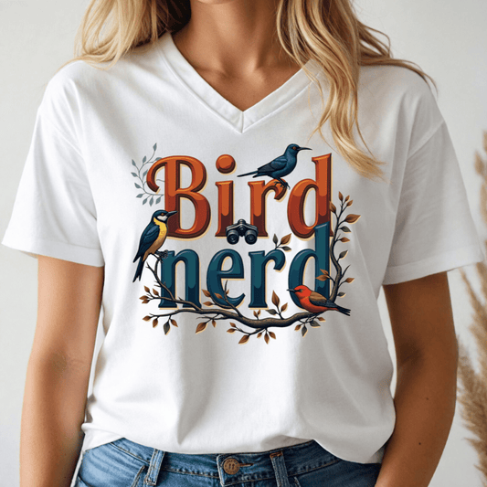 Bird Nerd V - Neck Tee - Wandering Owl Adventure Gear