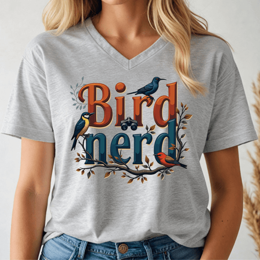 Bird Nerd V - Neck Tee - Wandering Owl Adventure Gear
