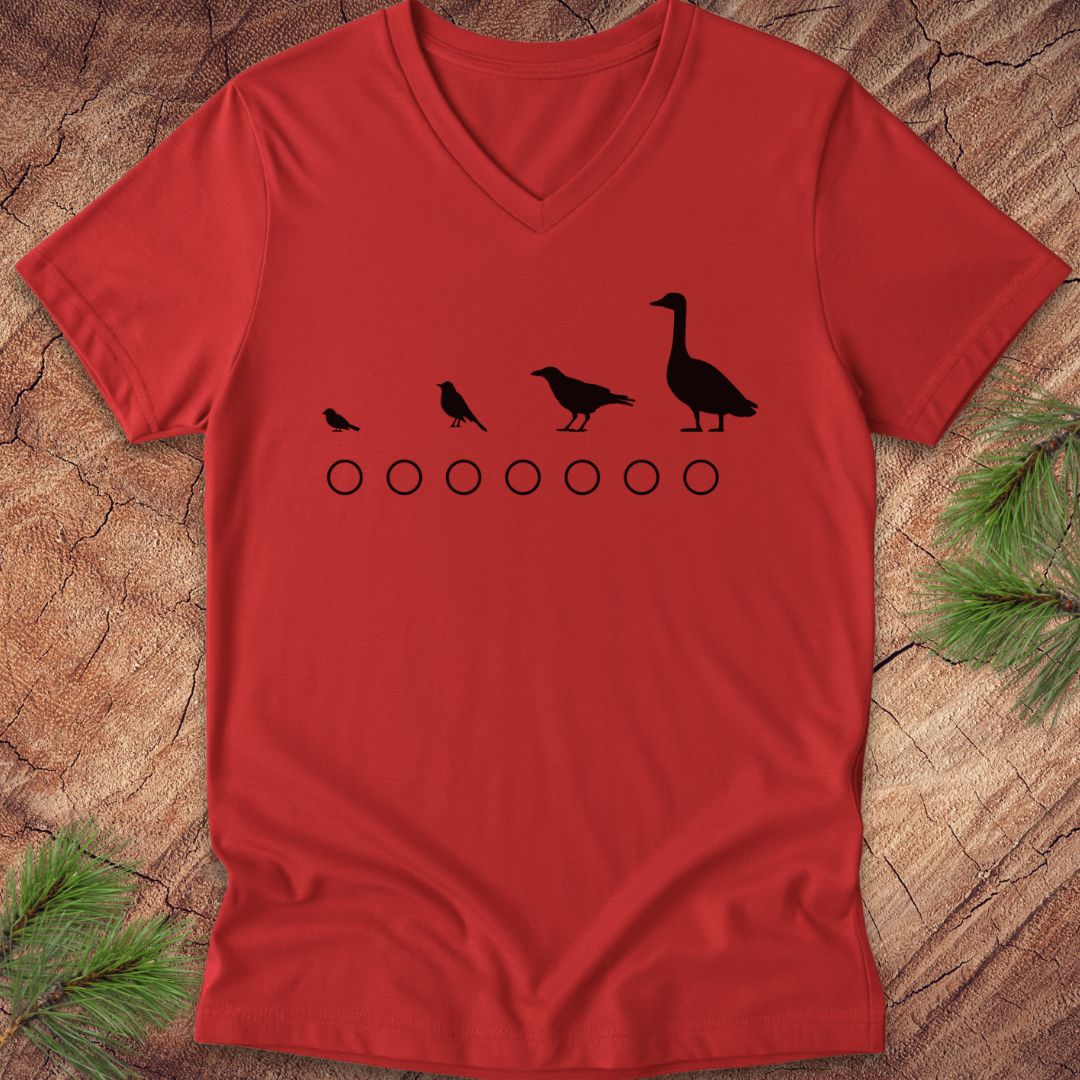 Bird Size V-Neck Tee — Red