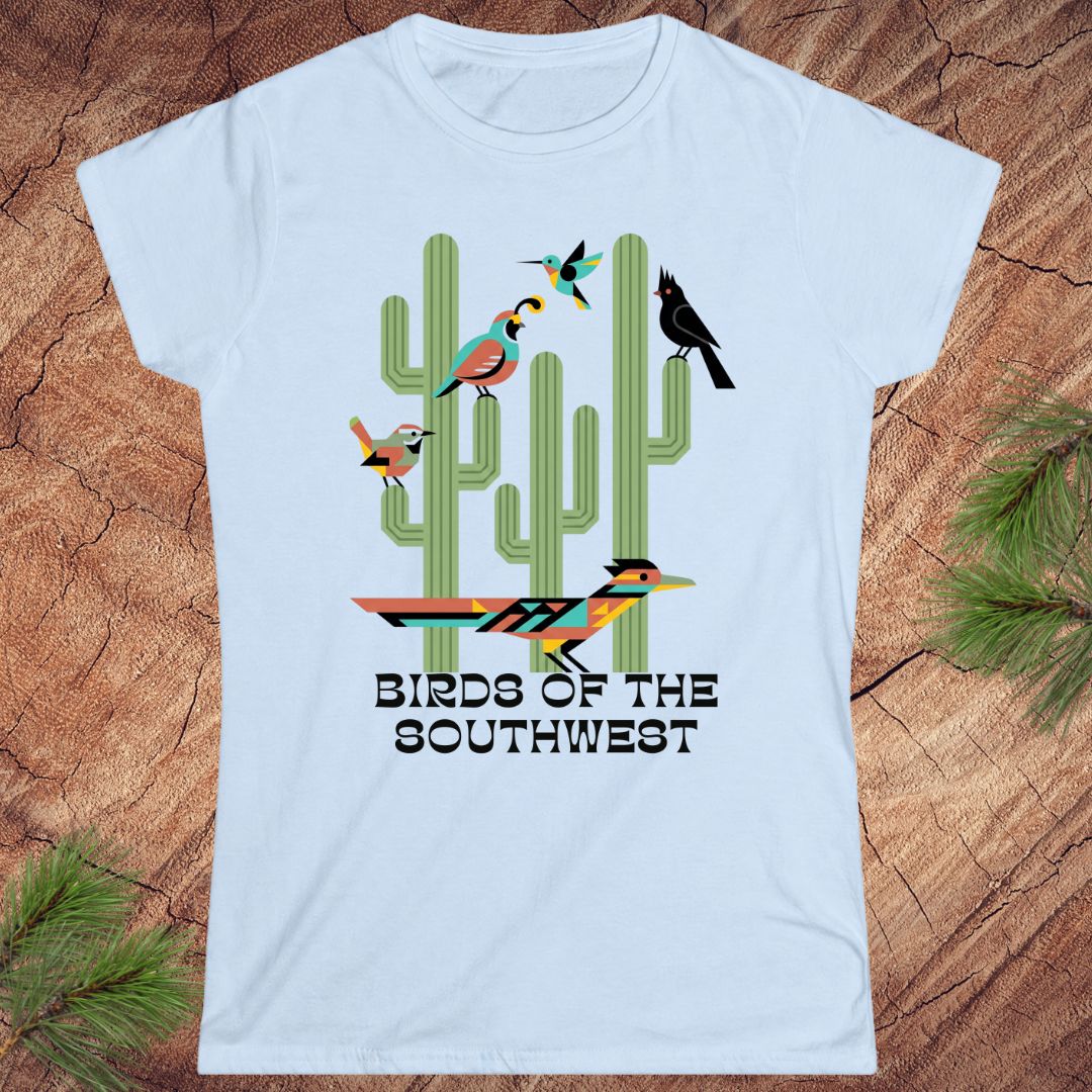 Birds of the Southwest Women's Tee — Baby Blue, Size XL (Final Sale)