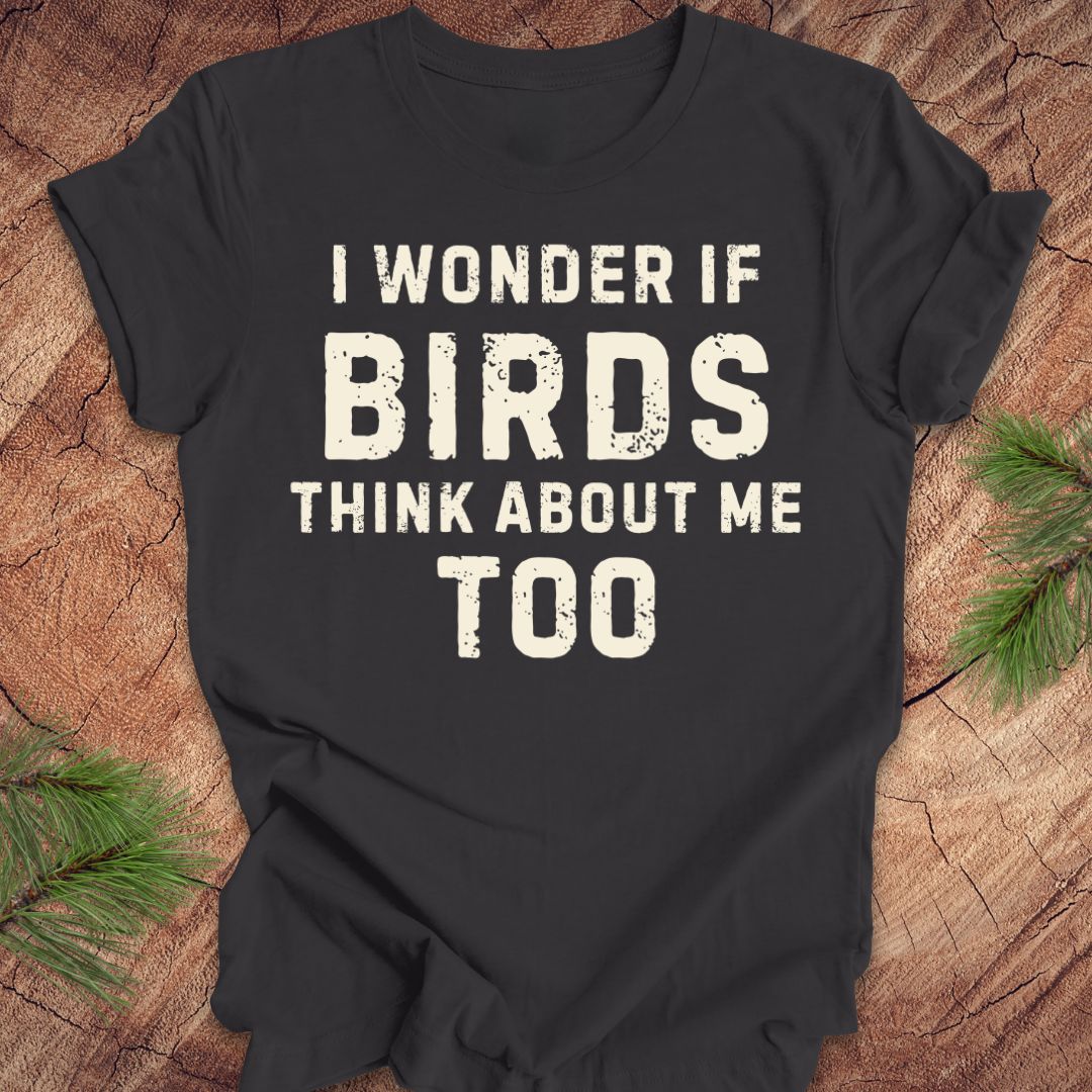 Birds Think About Me Tee in Dark Grey