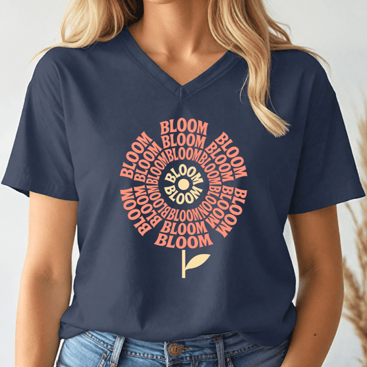 Bloom Flower V - neck Tee - Wandering Owl Adventure Gear