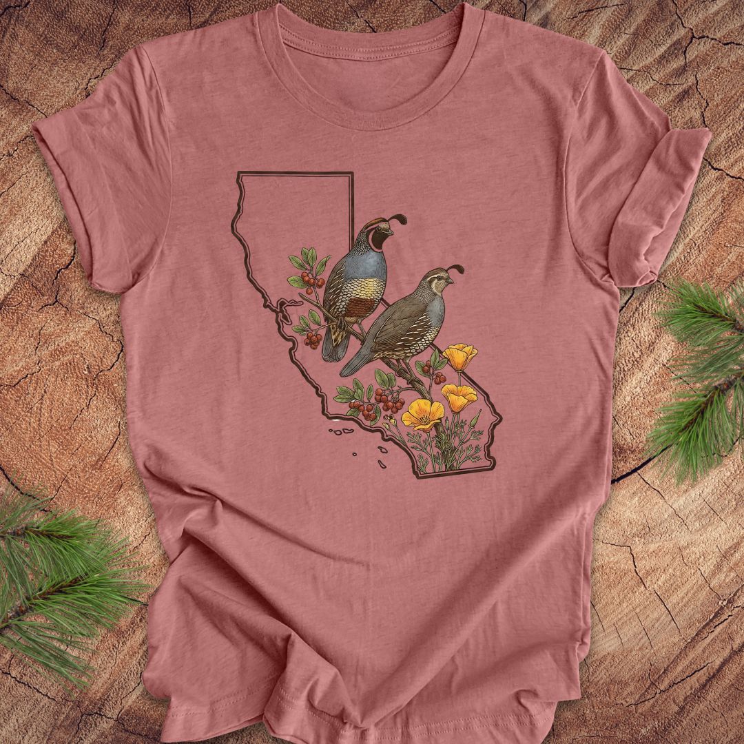 California Quail and Poppies Tee
