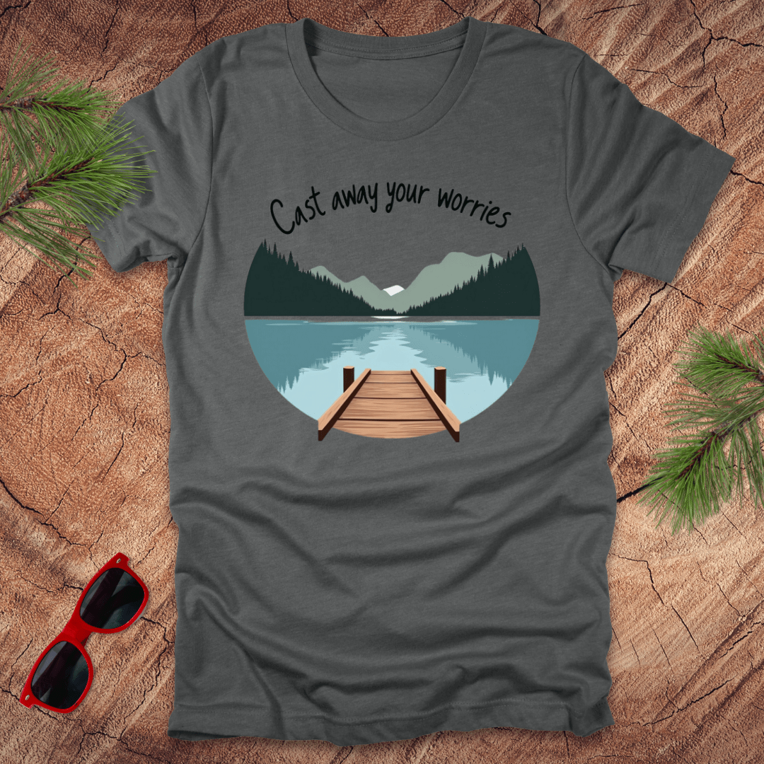 Cast Away Your Worries Fishing Tee - Wandering Owl Adventure Gear