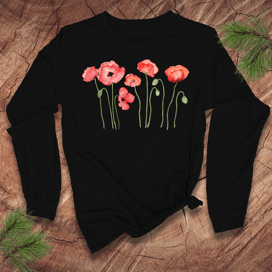 Dancing Poppies Long Sleeve Tee - Wandering Owl Adventure Gear