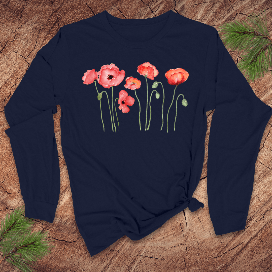 Dancing Poppies Long Sleeve Tee - Wandering Owl Adventure Gear