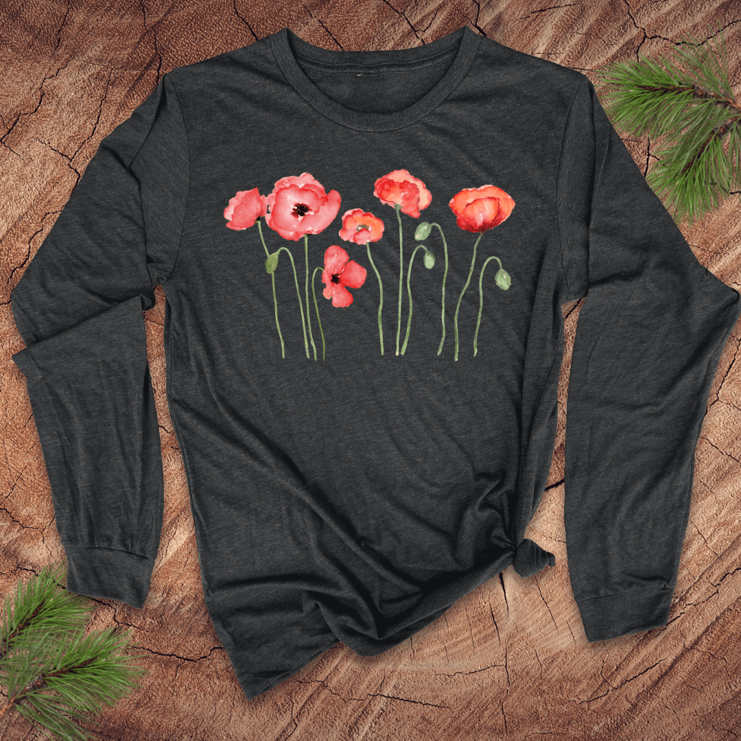 Dancing Poppies Long Sleeve Tee - Wandering Owl Adventure Gear