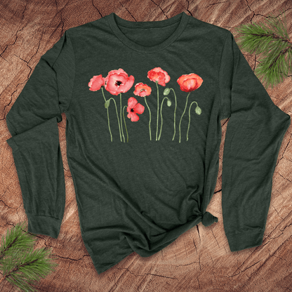 Dancing Poppies Long Sleeve Tee - Wandering Owl Adventure Gear