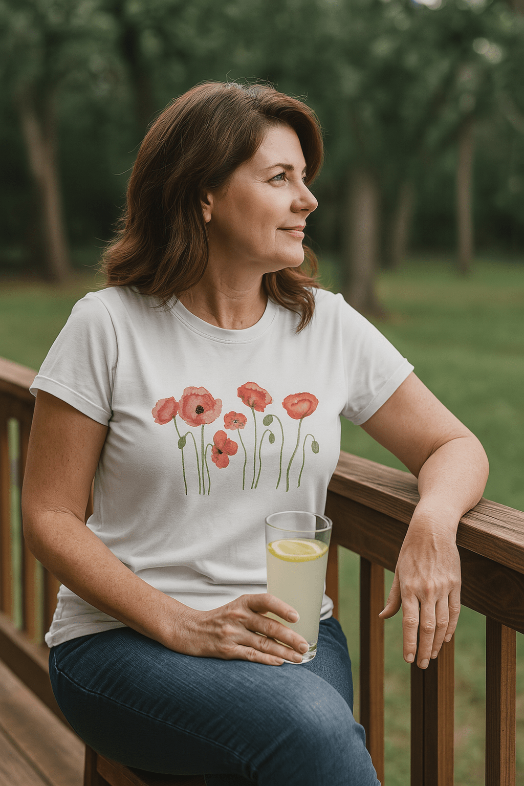 Dancing Poppies Tee - Wandering Owl Adventure Gear