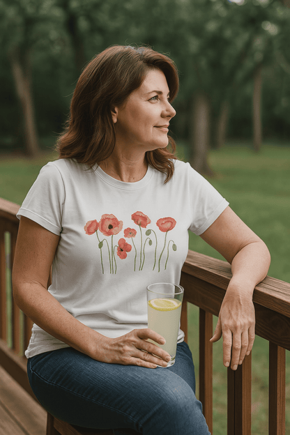 Dancing Poppies Tee - Wandering Owl Adventure Gear