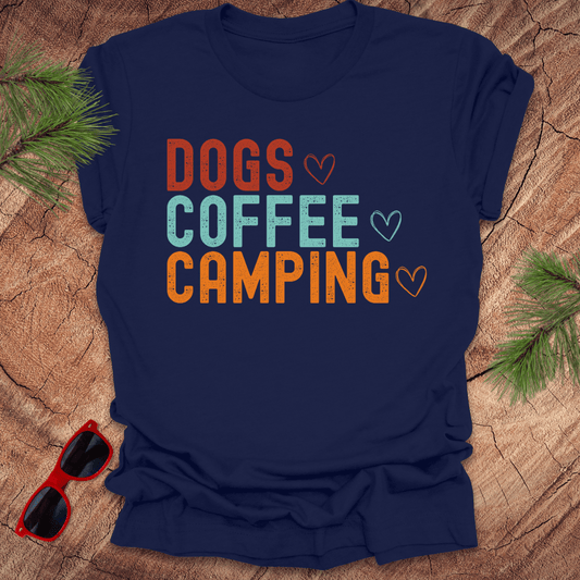 Dogs, Coffee, Camping Tee - Wandering Owl Adventure Gear