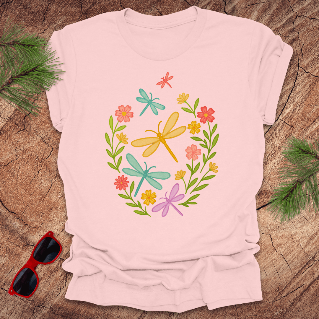 Dragonflies and Flowers Tee - Wandering Owl Adventure Gear