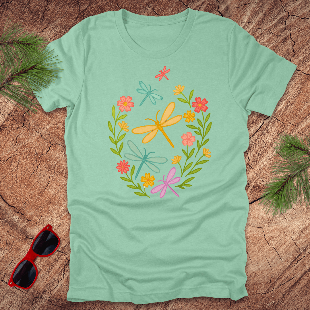 Dragonflies and Flowers Tee - Wandering Owl Adventure Gear