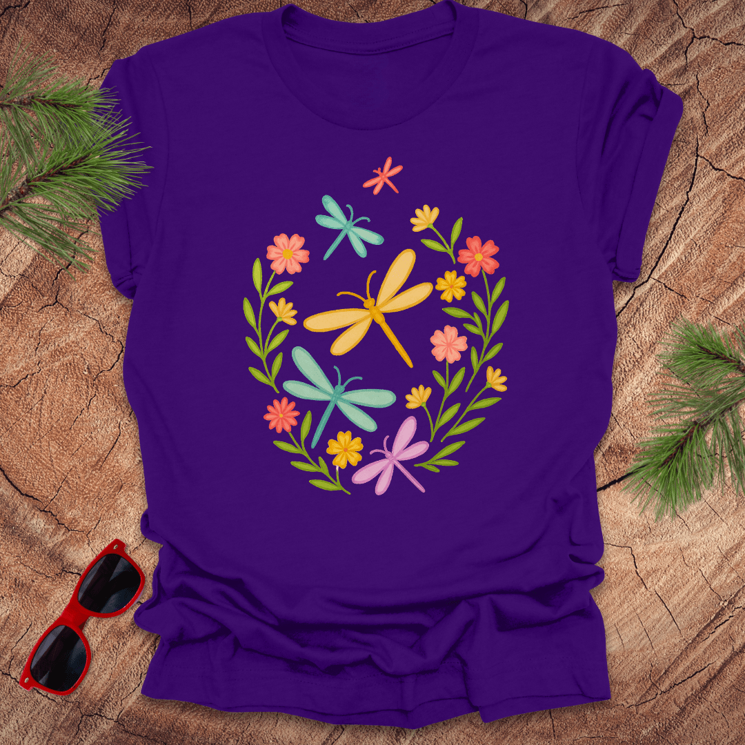 Dragonflies and Flowers Tee - Wandering Owl Adventure Gear