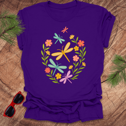 Dragonflies and Flowers Tee - Wandering Owl Adventure Gear