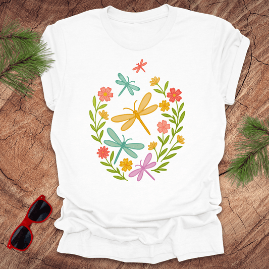 Dragonflies and Flowers Tee - Wandering Owl Adventure Gear