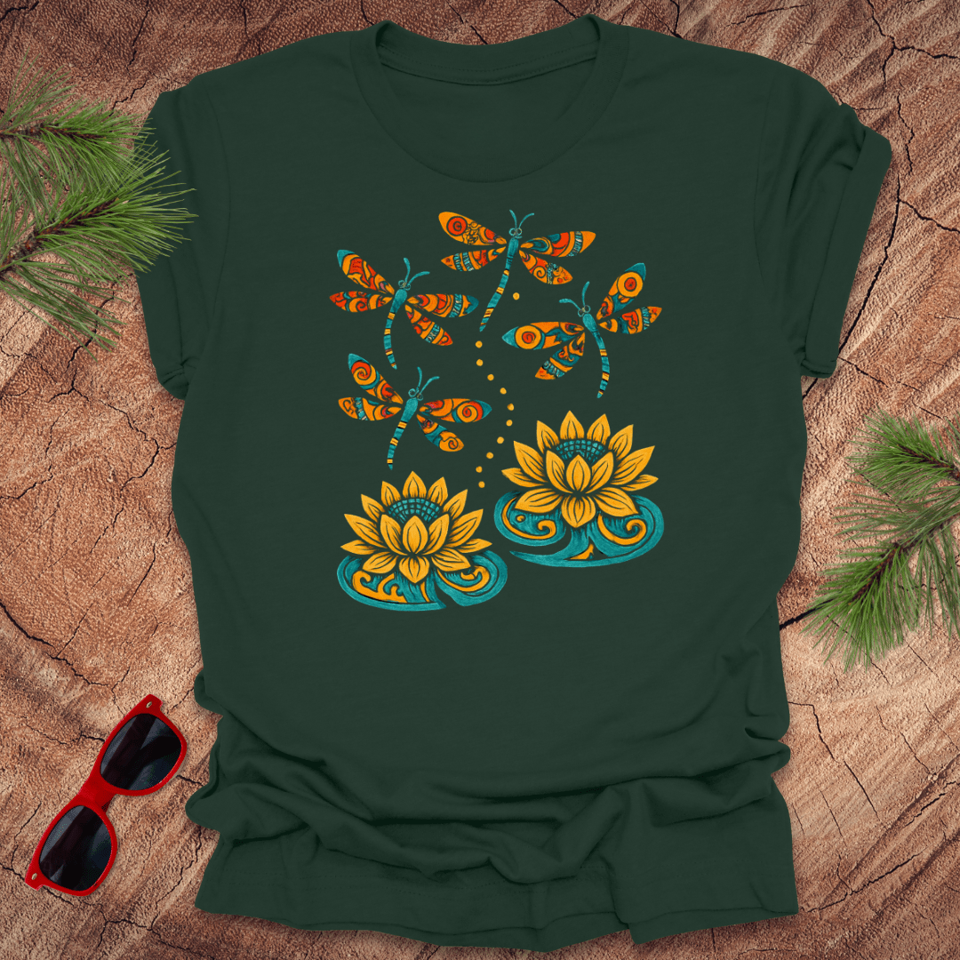 Dragonflies and Water Lillies Tee - Wandering Owl Adventure Gear