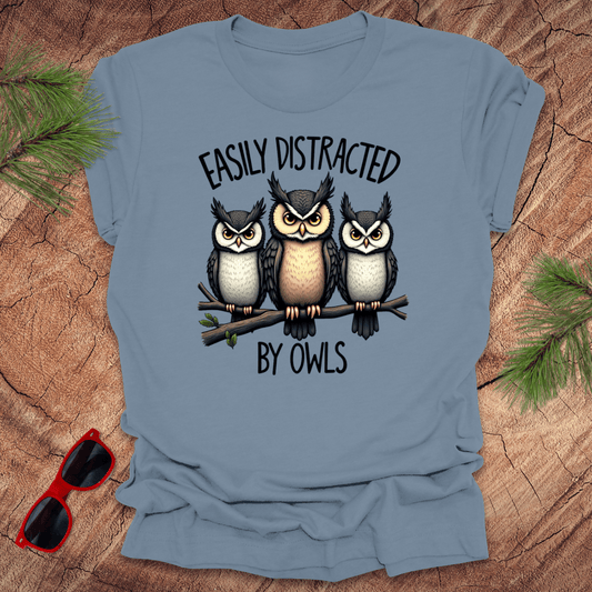 Easily Distracted by Owls Tee - Wandering Owl Adventure Gear