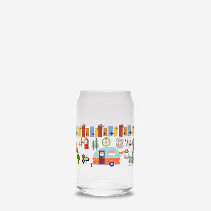 Retro Camp Girl Glass Tumbler- 16 oz